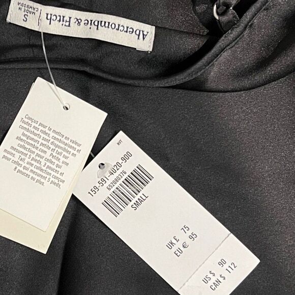 Abercrombie Fitch Dress Women’s S Black Satin Slip Silky Layer Sexy Date Night - Picture 3 of 8